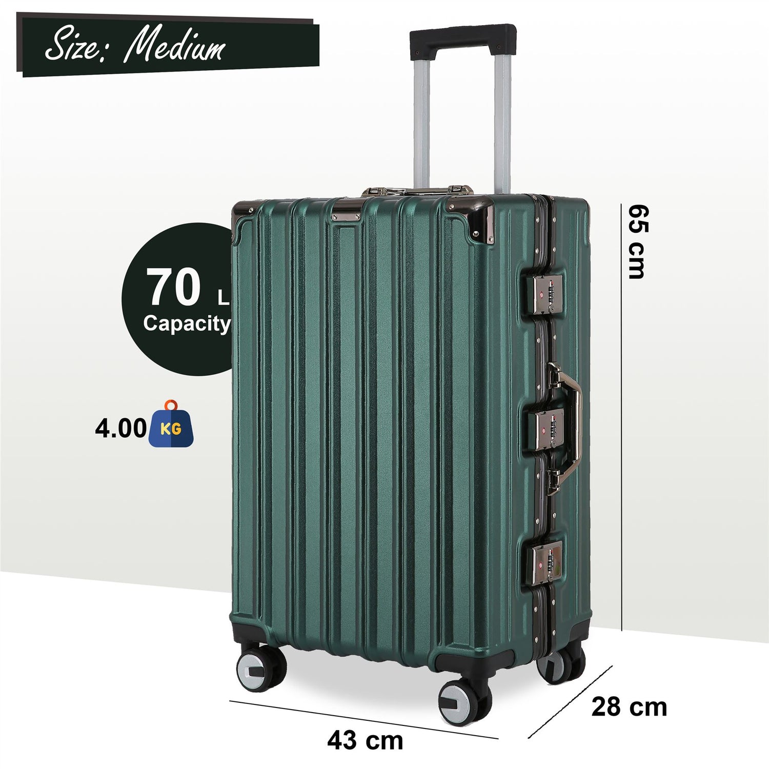 Airdrie Medium Hard Shell Suitcase in Green