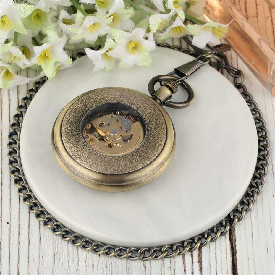 Mechanical Bronze Skeleton Antique Open Face Pocket Watch