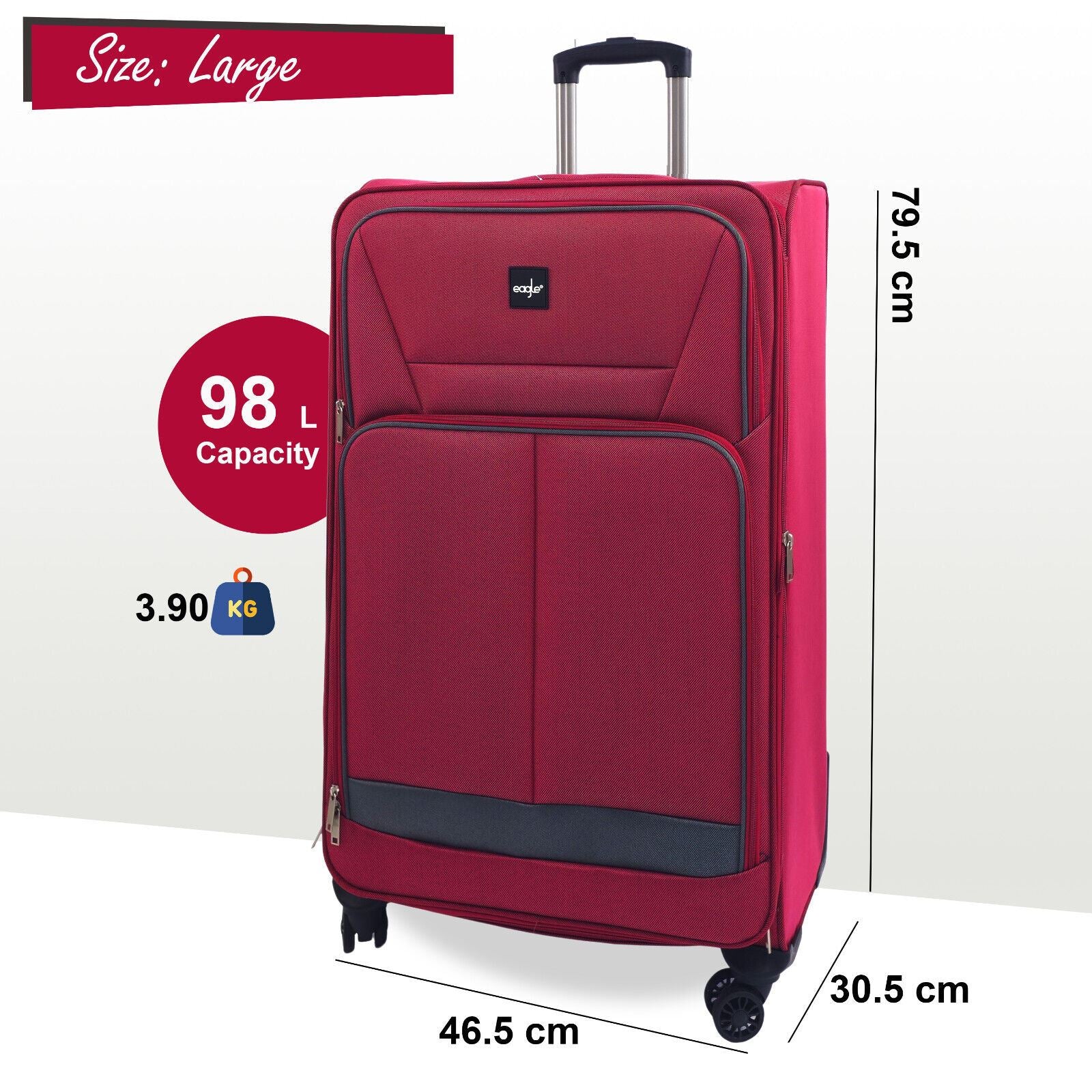 Ashford Large Soft Shell Suitcase in Burgundy