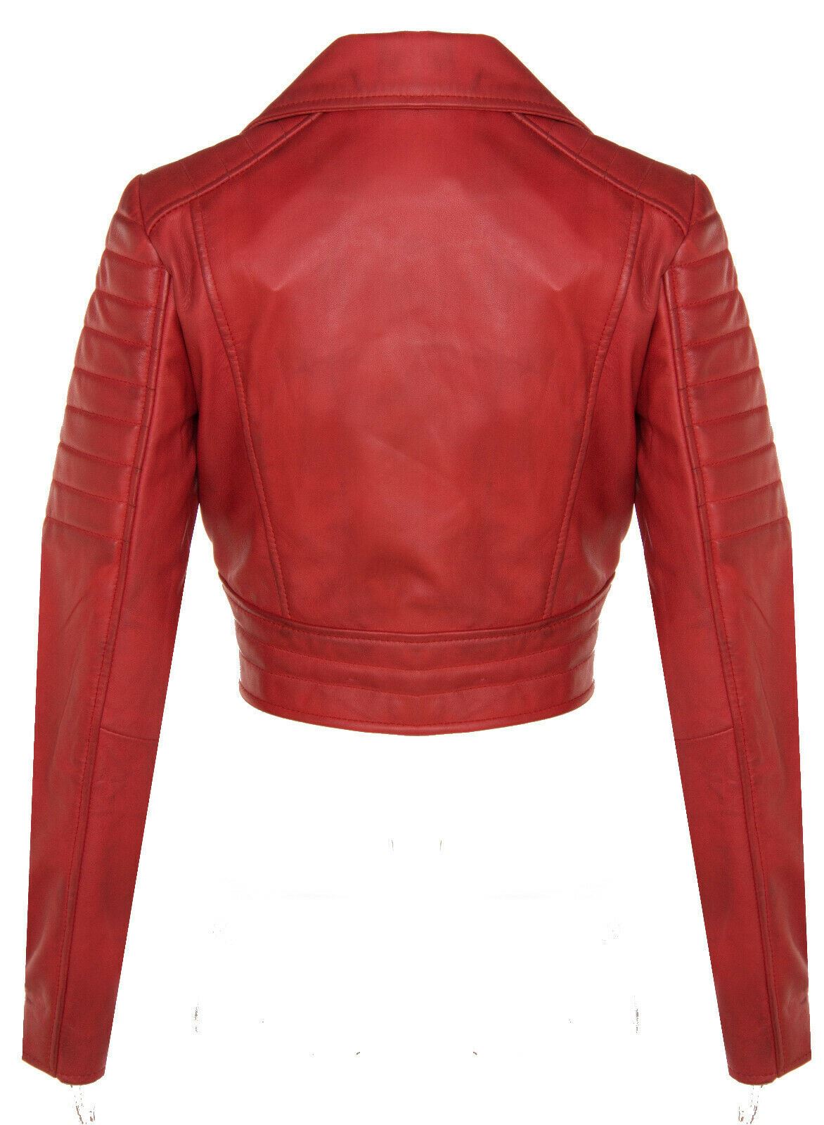 Womens Brando Cropped Leather Jacket-Longtown - Upperclass Fashions 