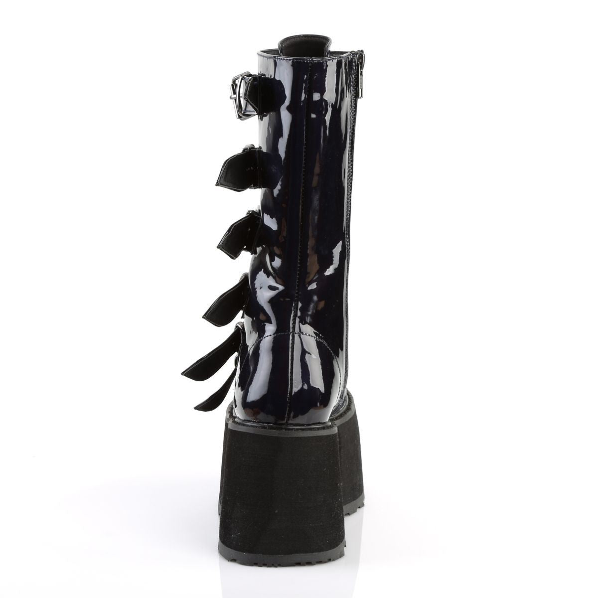 Demonia Damned 225 Black Holographic Mid Calf Platform Boots - Upperclass Fashions 