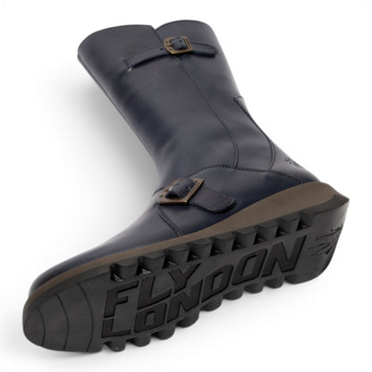Fly London Womens Blue Leather Mid-Calf Long Boots - MES2913