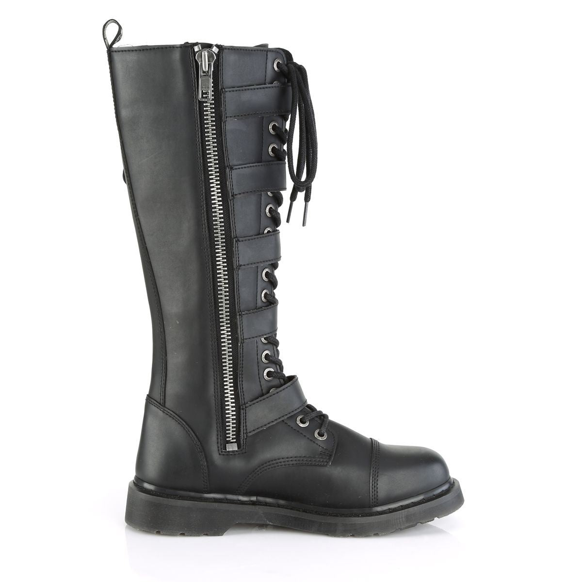 Demonia Bolt 425 Black Vegan Leather Knee High Boots - Upperclass Fashions 