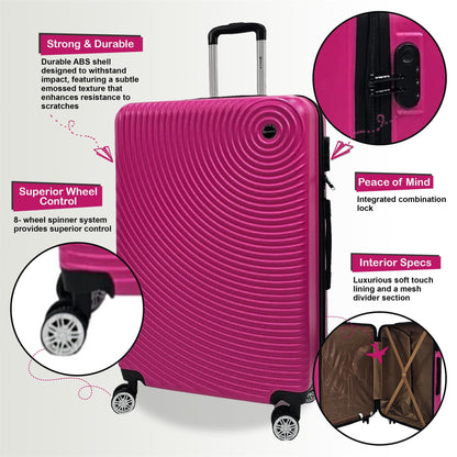 Brookside Set of 3 Hard Shell Suitcase in Fuschia