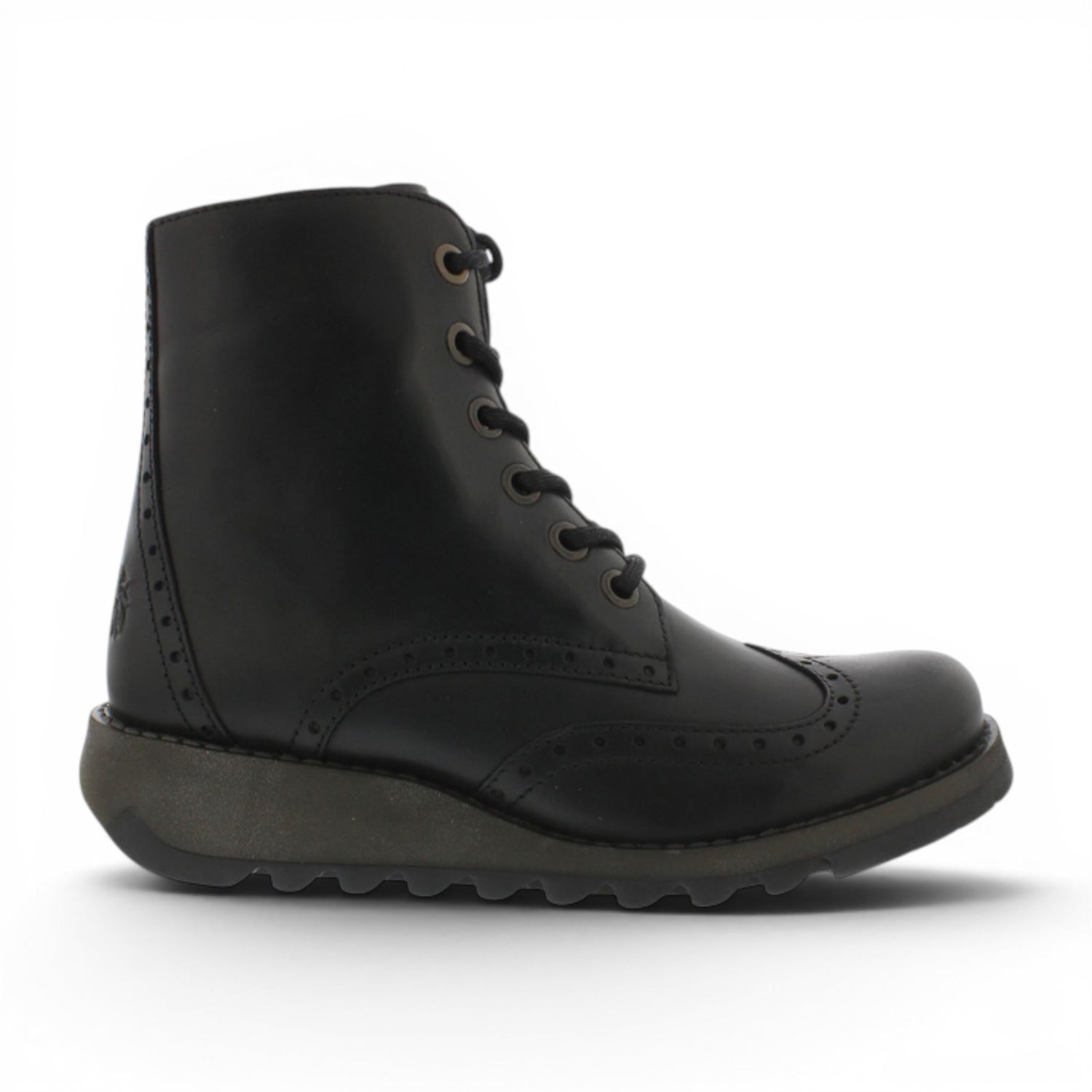 Fly London Women’s Black Leather Lace-Up Ankle Boots- SARL069