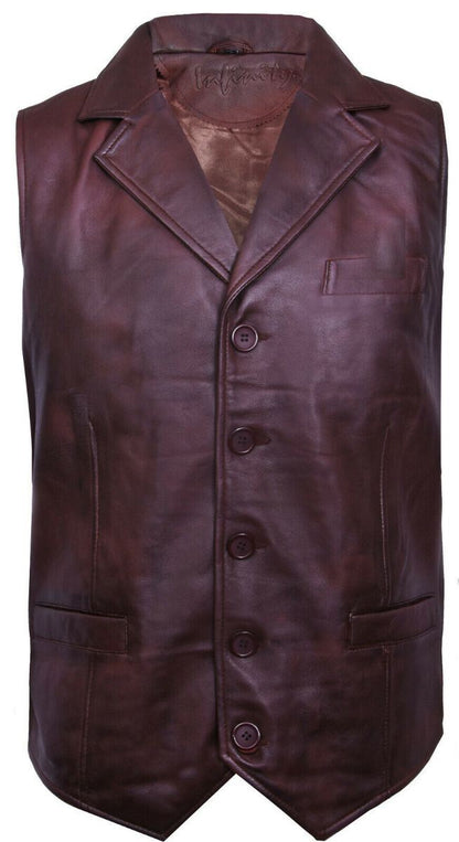 Mens Classic Leather Waistcoat-Gosport