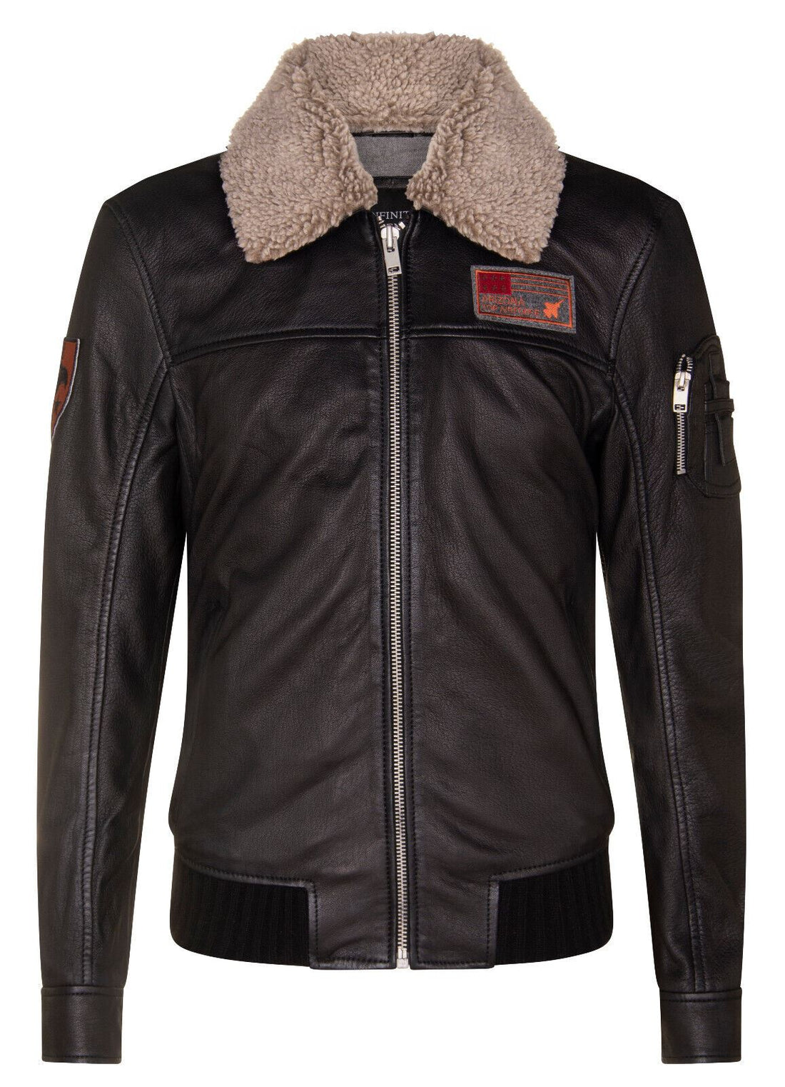 Mens Smart Leather Bomber Jacket-Crawley - Upperclass Fashions 