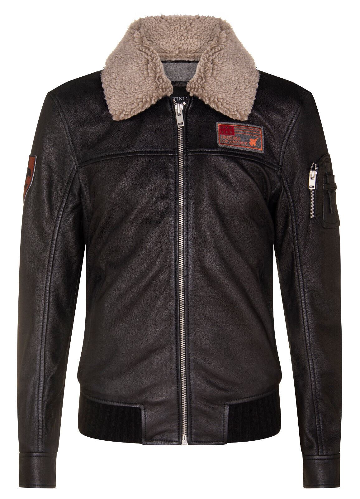 Mens Smart Leather Bomber Jacket-Crawley