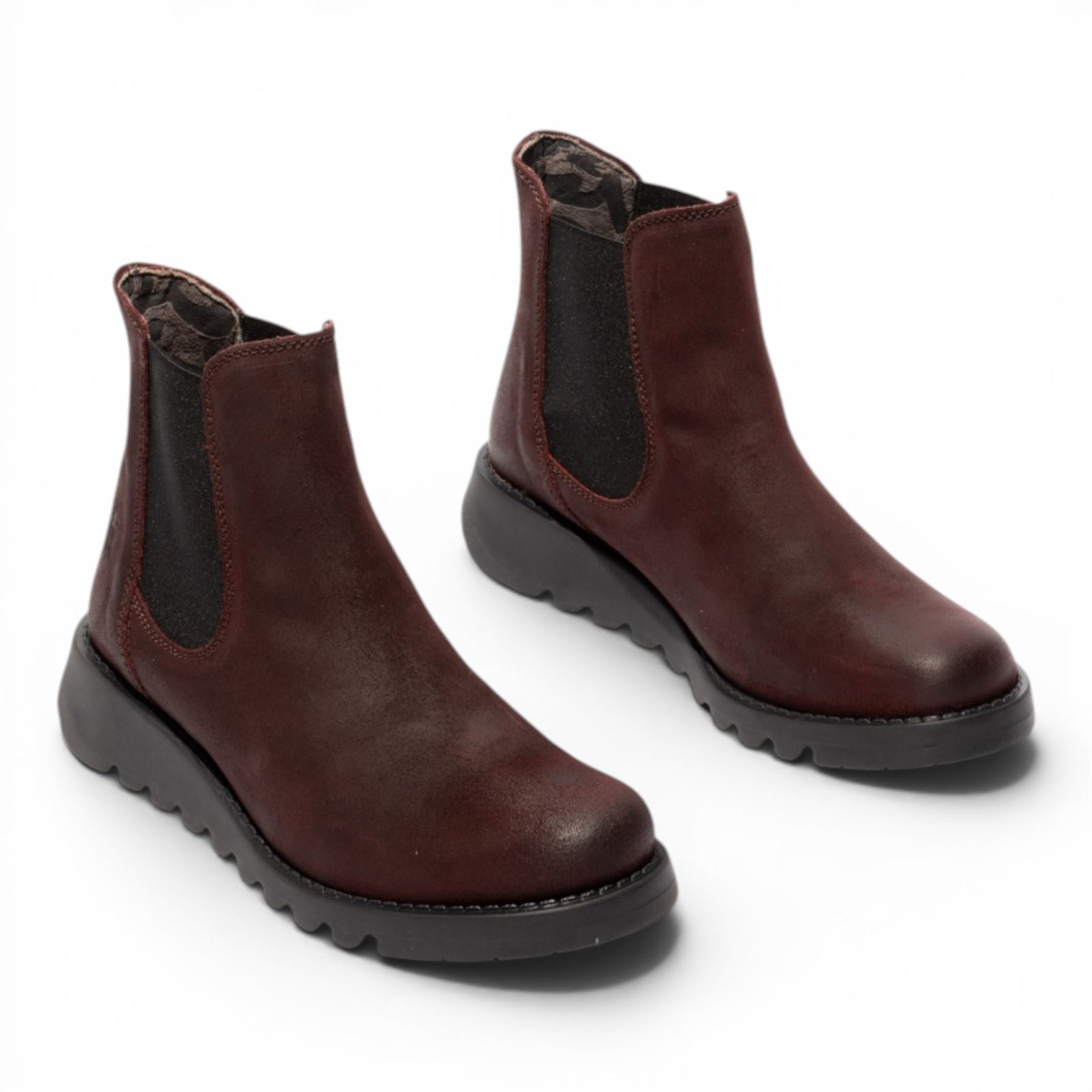 Fly London Womens Burgundy Chelsea Suede Leather Ankle Boots - SALV195