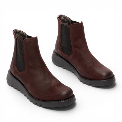 Fly London Womens Burgundy Chelsea Suede Leather Ankle Boots - SALV195