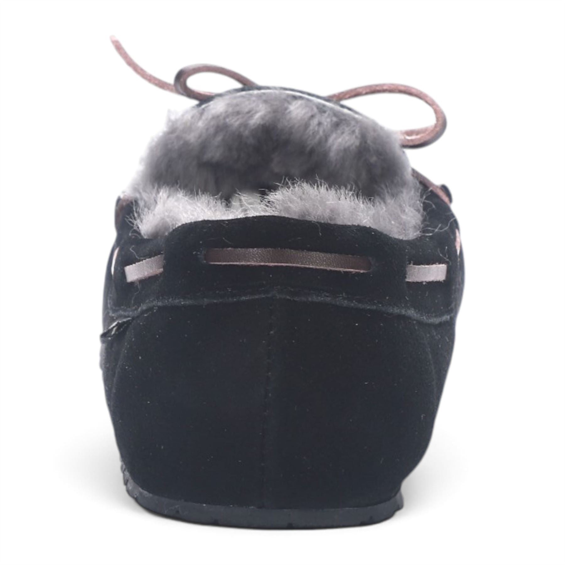 Men’s Black Genuine Sheepskin Moccasin Winter Slippers - Flint
