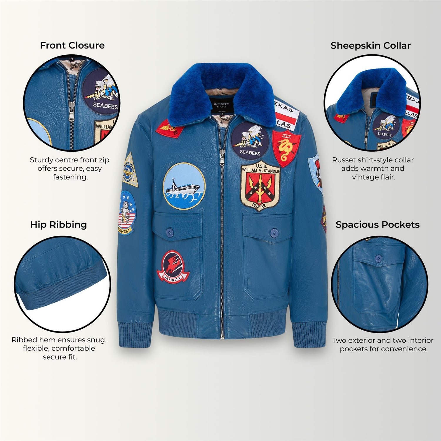 Mens A2 Top Gun  Leather Bomber Jacket-Camborne