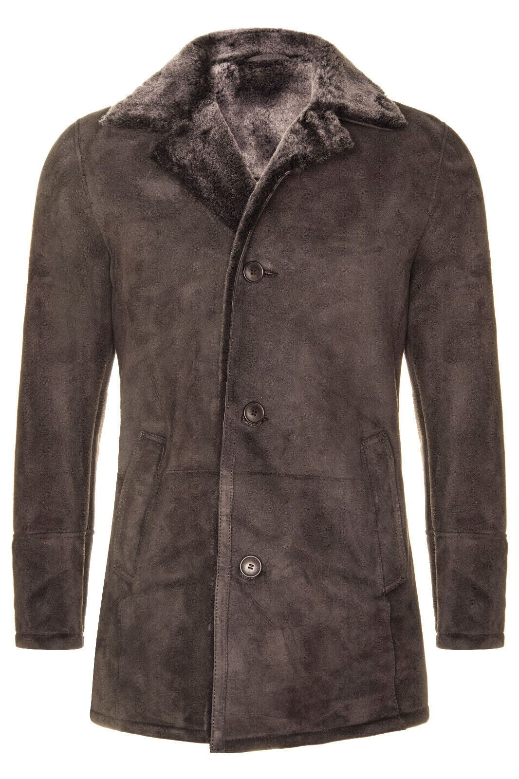 Mens Suede Sheepskin Classic Car Coat-Littlehampton