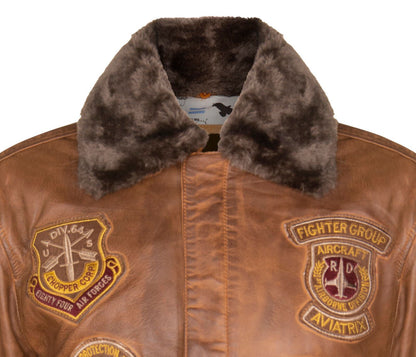 Mens Leather Flying Aviator Bomber Jacket - Crowland