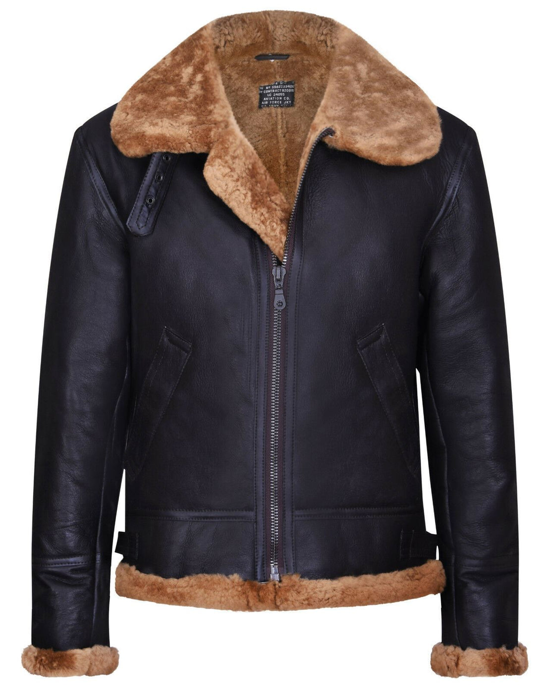 Mens Warm Sheepskin Aviator Zip-Up Flight Jacket-Harrogate