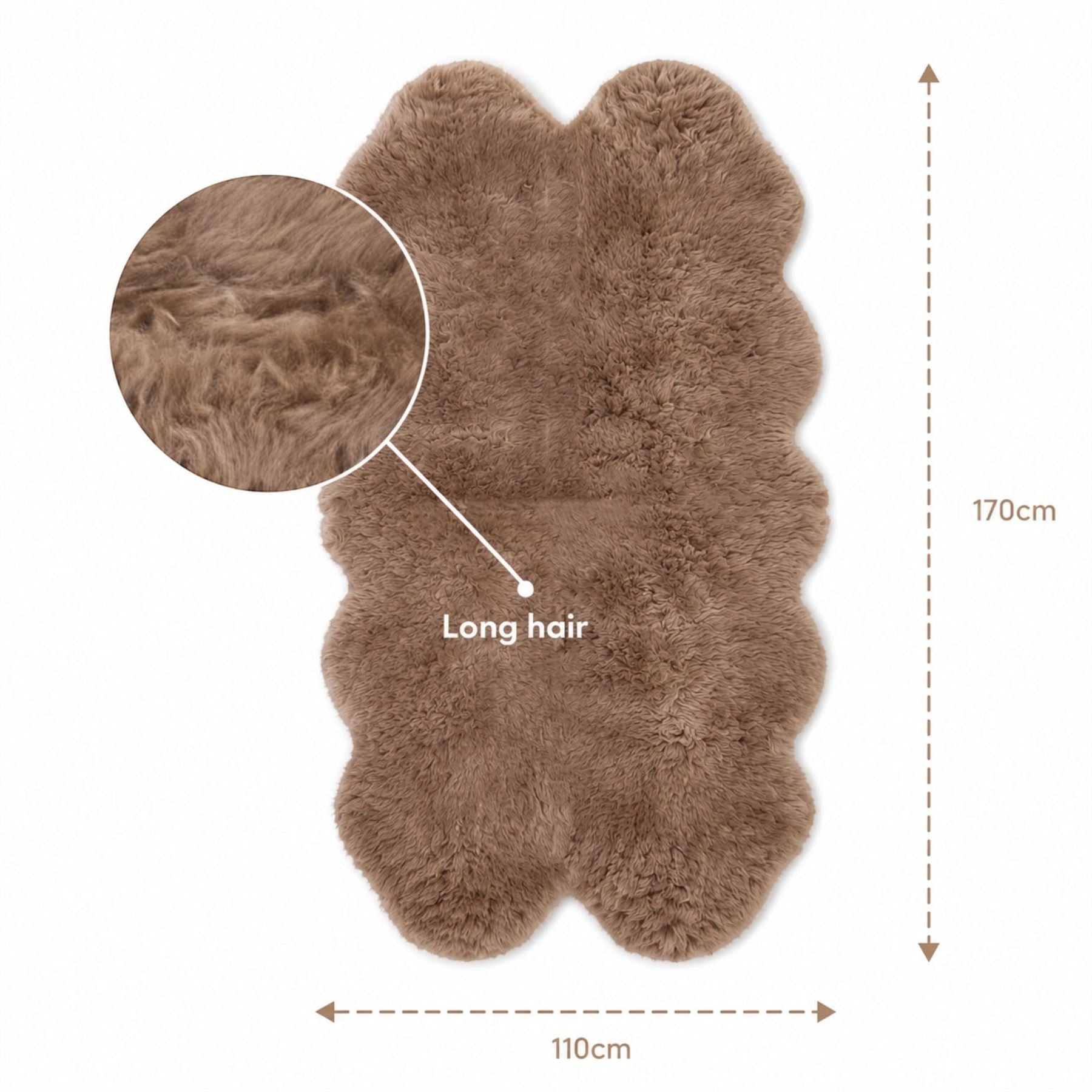 Genuine Sheepskin Quad Natural Fluffy Silky Soft Real Wool Rug