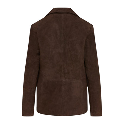 Womens Soft Goat Suede Leather Brown Blazer Jacket-Kolkata