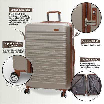 Armidale Set of 3 Hard Shell Suitcase in Champagne