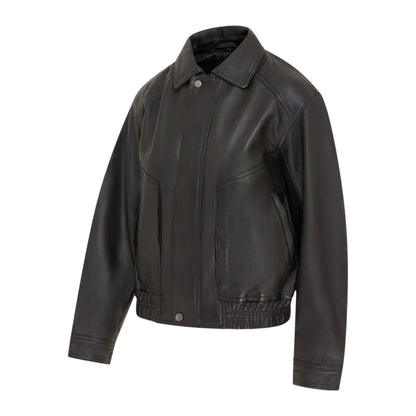 Womens Leather Biker Bomber Oversized Jacket - Blouson