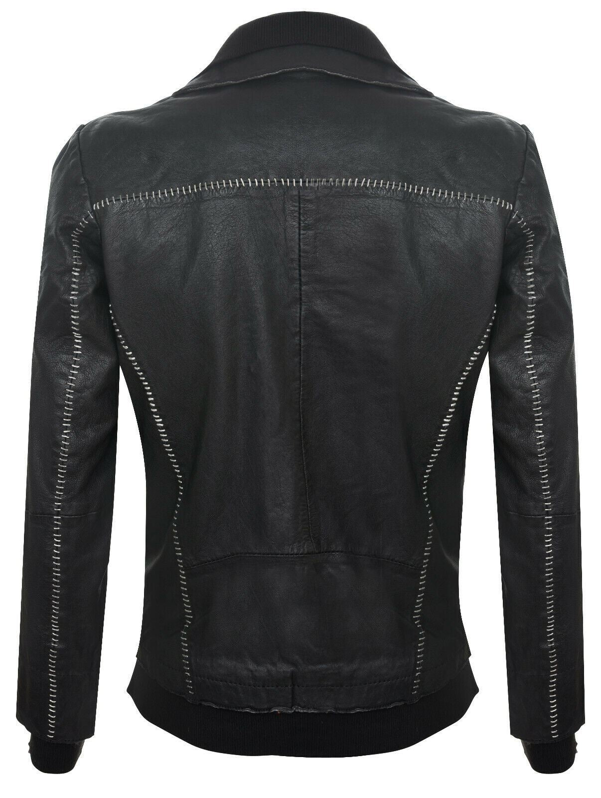 Mens Slim-Fit Handstitched Leather Biker Jacket-Stanhope in Black - Upperclass Fashions 