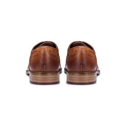 Mens Classic Oxford Tan Leather Gatsby Brogue Shoes with Tweed