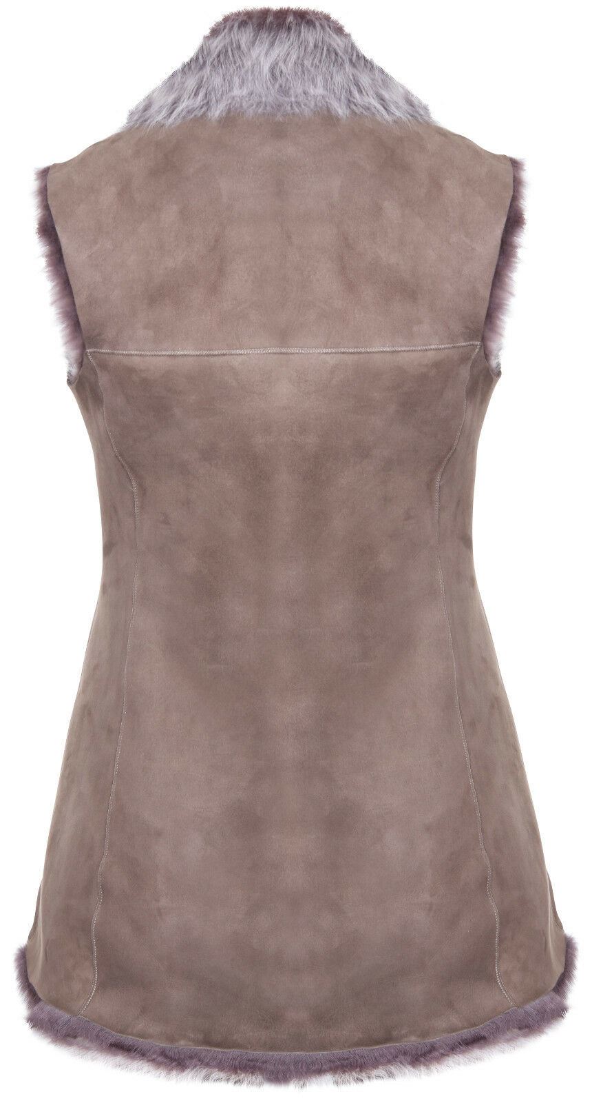 Womens Warmer Toscana Sheepskin Long Gilet-Seaford