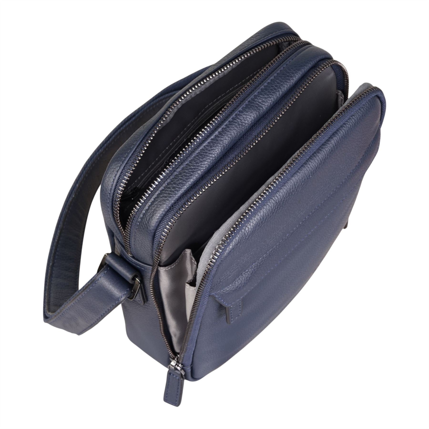 Genuine Leather Navy Vintage Messenger Crossbody Travel Bag - Hawthrone