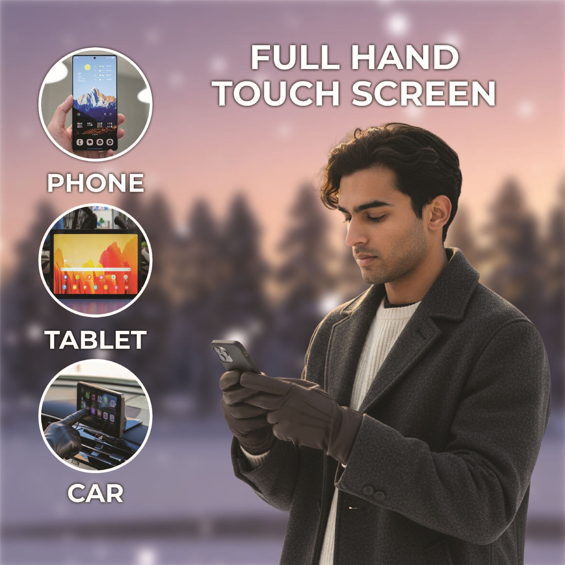 Men’s Italian Leather Warm Wool Lining Winter Stich Design Gloves - M-LGV-205