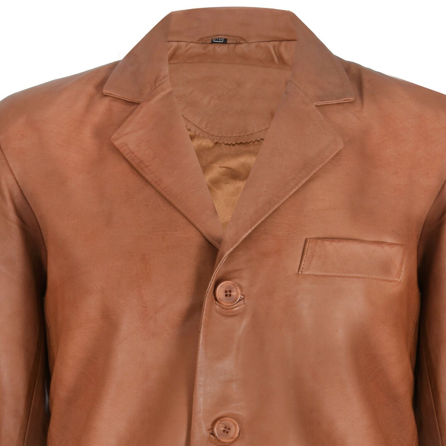 Mens Leather Classic 3 Button Blazer Jacket-Dudley