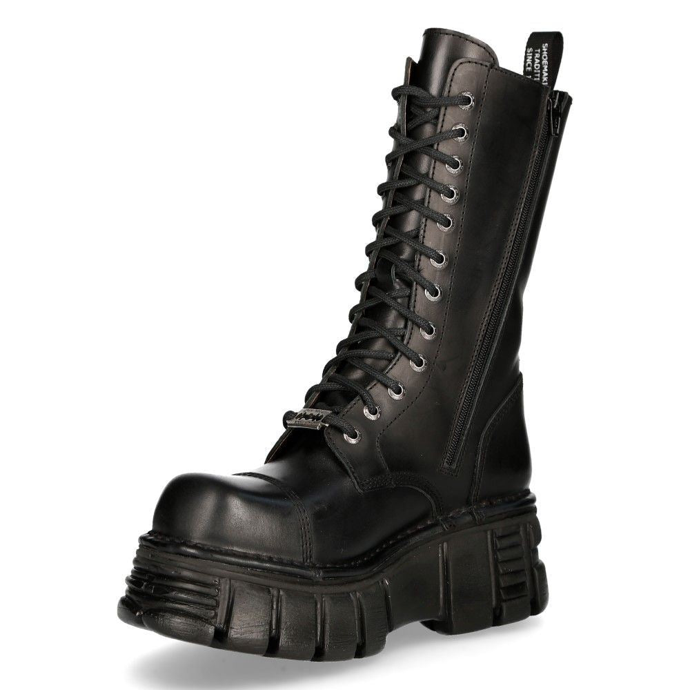 New Rock Unisex Metallic Black Techno Biker Boots- M-MILI211C-C1