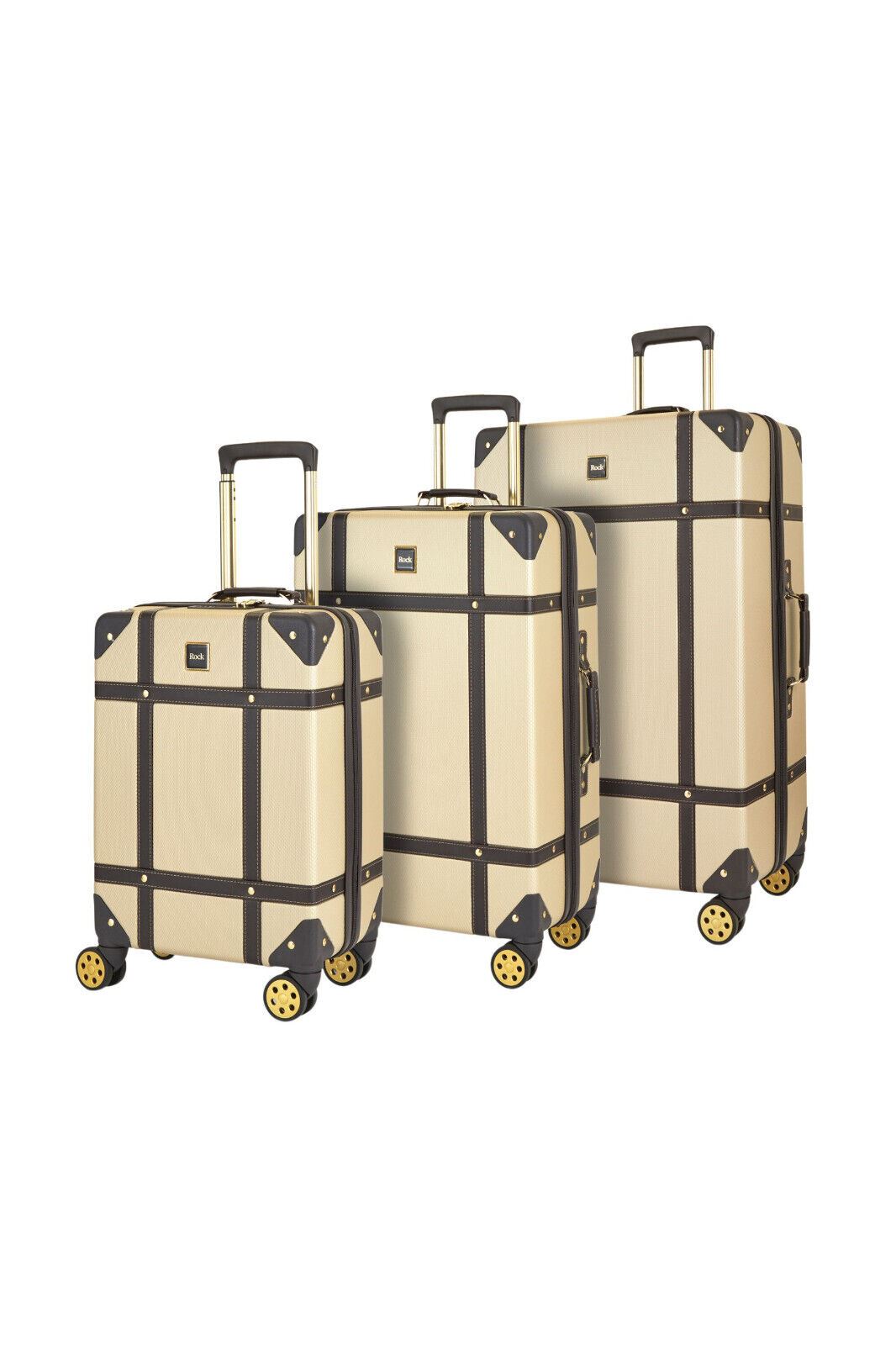 Hard Shell Gold Luggage Suitcase Set Trunk Cabin Travel Bags - Upperclass Fashions 