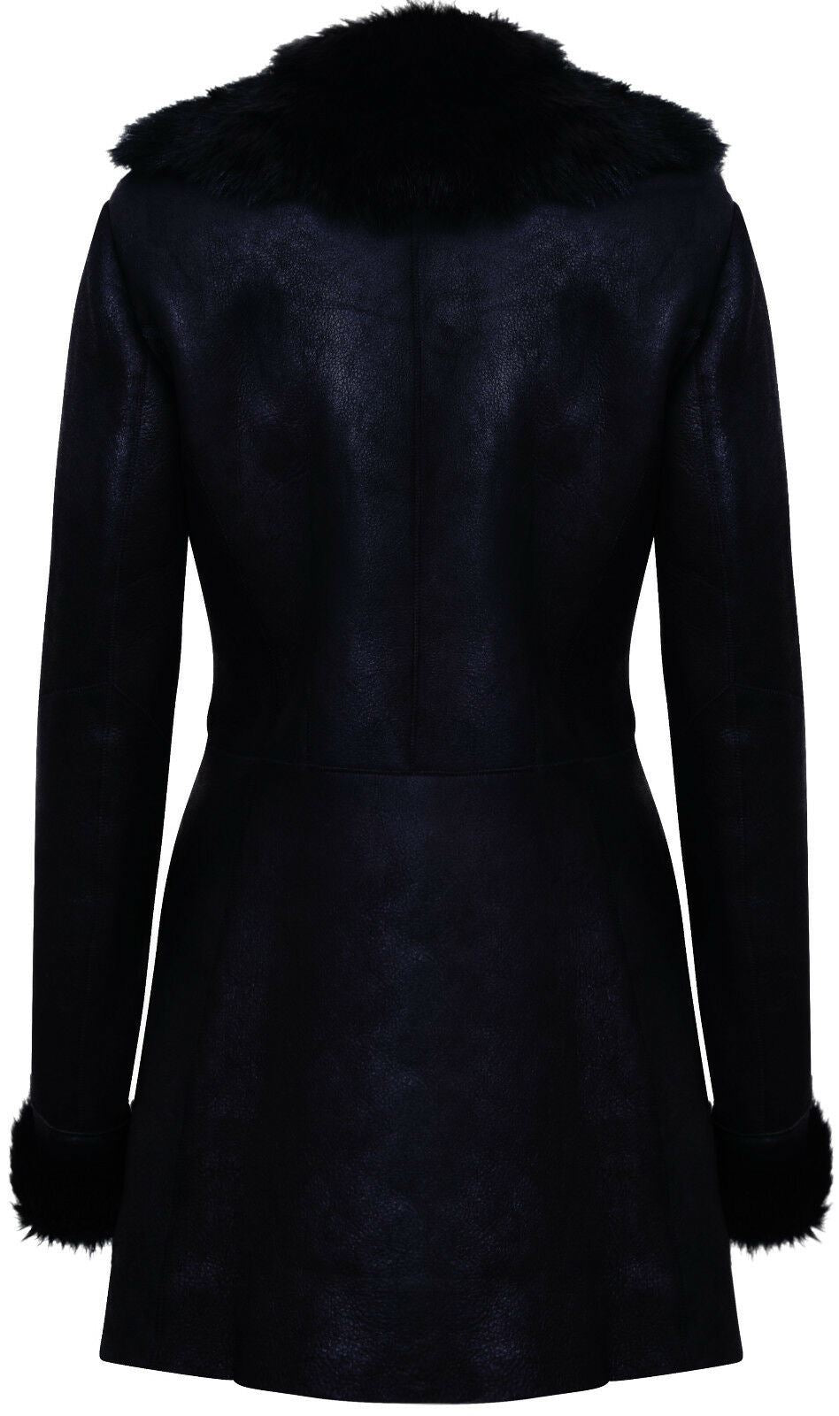 Womens Black Merino Shearling Toscana Coat-Romford