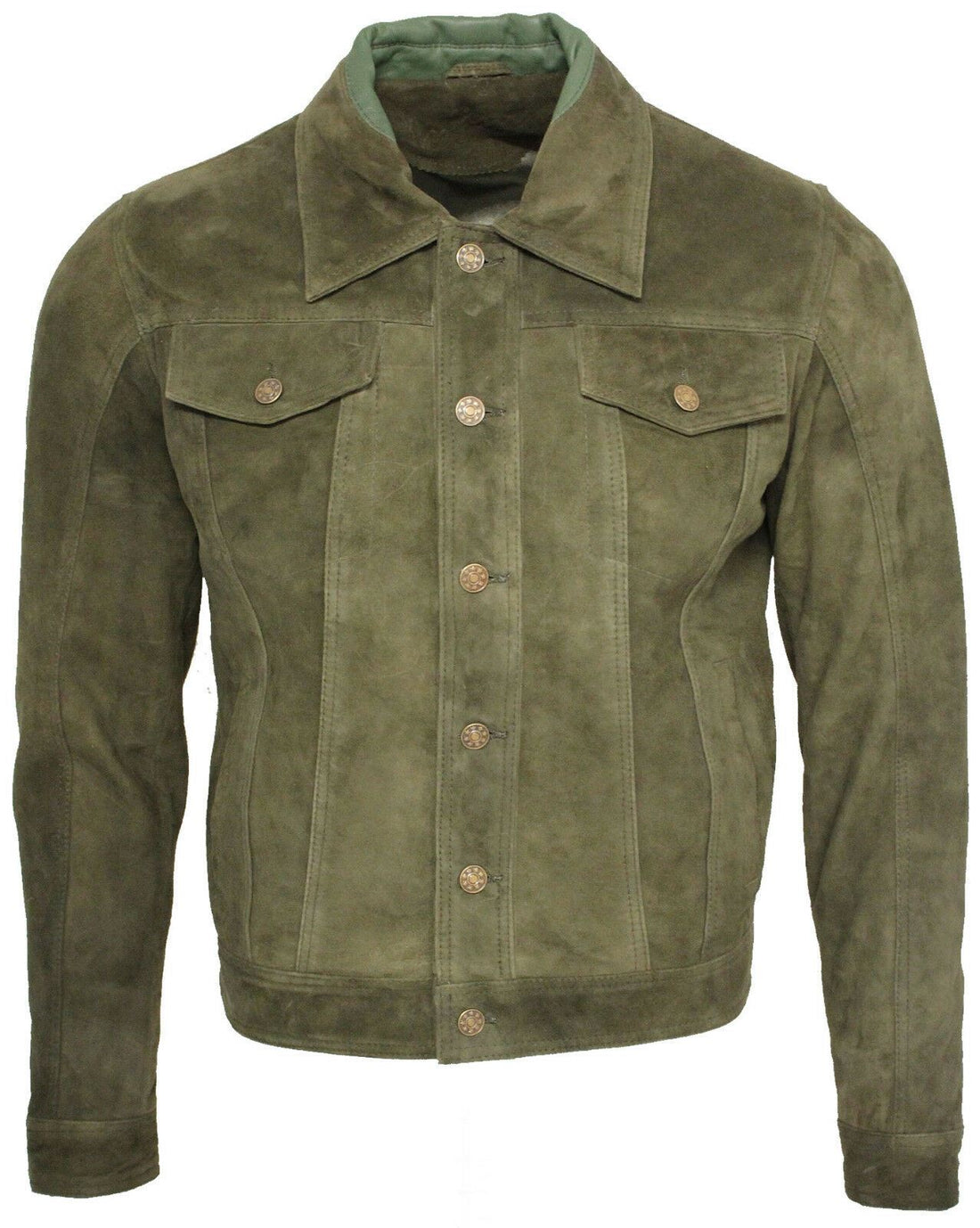 Mens Suede Leather Trucker Jacket-Dartmouth