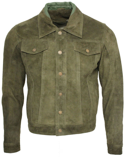 Mens Suede Leather Trucker Jacket-Dartmouth