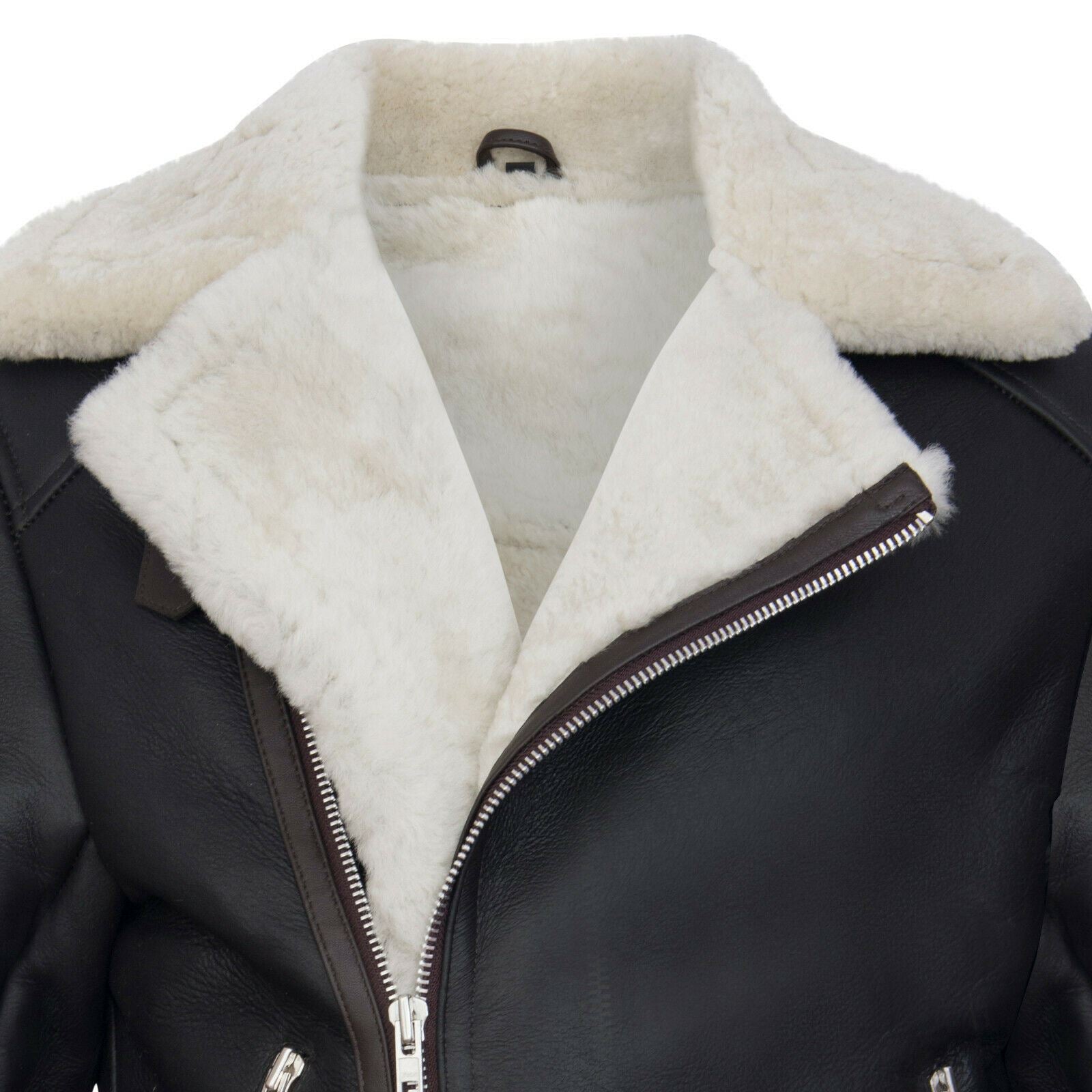 Mens Winter Sheepskin Leather Biker Jacket-Hayle