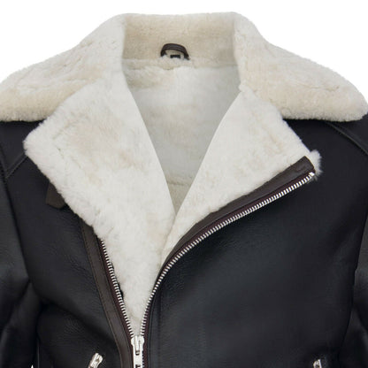 Mens Winter Sheepskin Leather Biker Jacket-Hayle