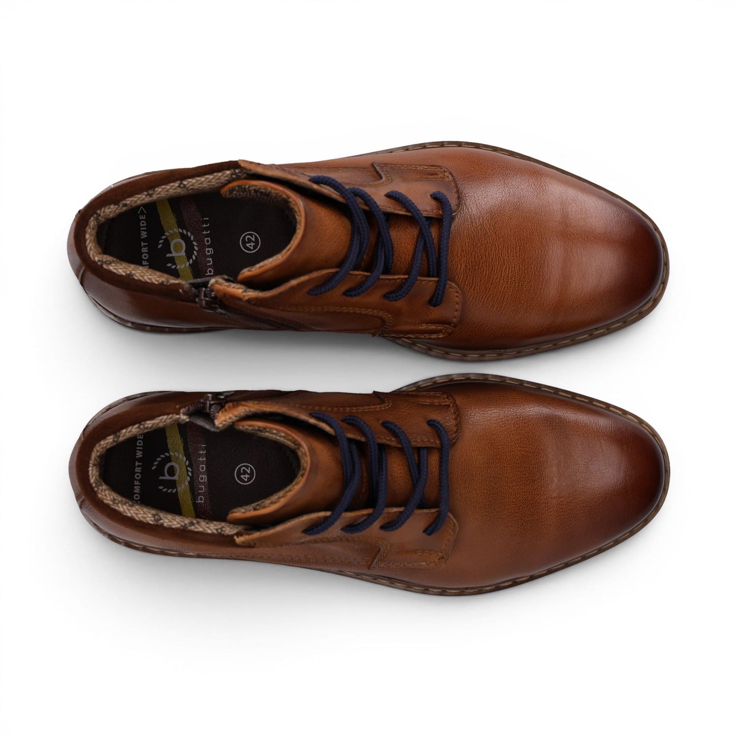 Bugatti Mens Tan Brown Leather Lace-up Chukka Ankle Boots - Rigalo Evo