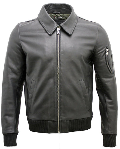 Mens Cowhide A2 Leather Bomber Jacket-Chingford