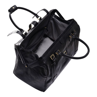 Genuine Leather Black Duffle Holdall Vintage Travel Gym Bag - Windsor
