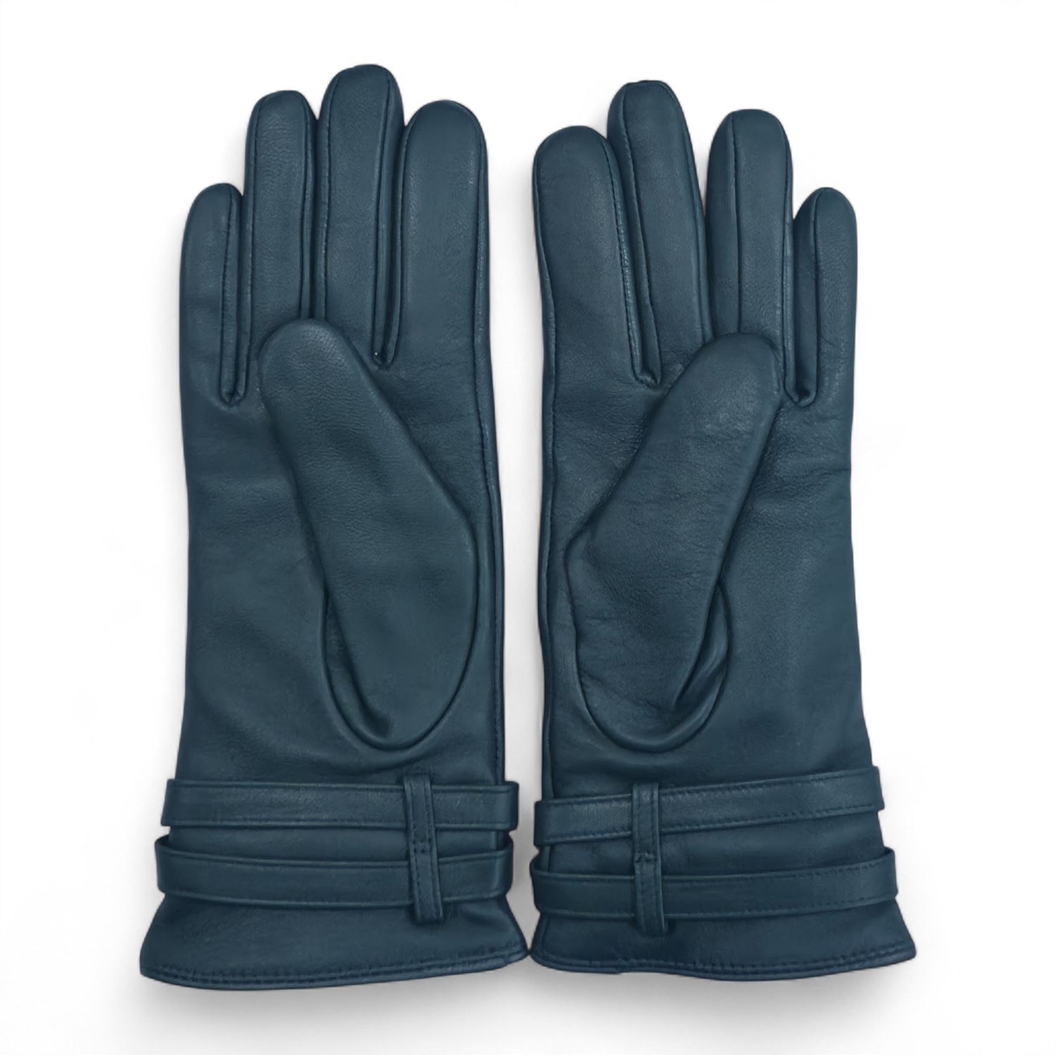 Womens Italian Leather Winter Buckle Soft Wool Lining Gloves - L-GLV-601