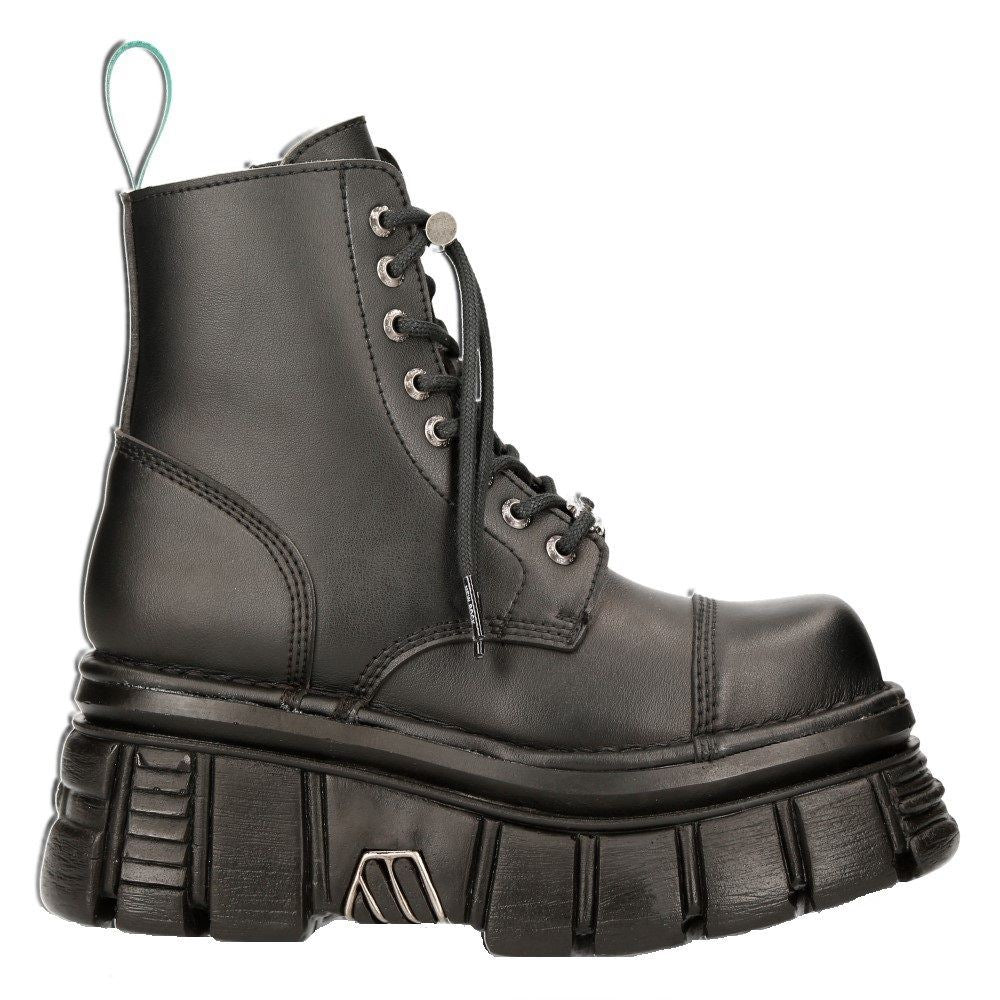 New Rock Vegan Leather Combat Platform Boots- TANKMILI083-VS2 - Upperclass Fashions 