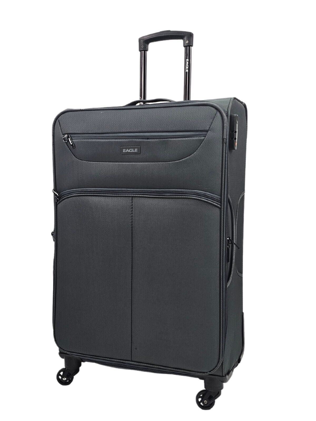 Lightweight Soft Grey Suitcases Set 4 Wheel Luggage Travel TSA Cabin