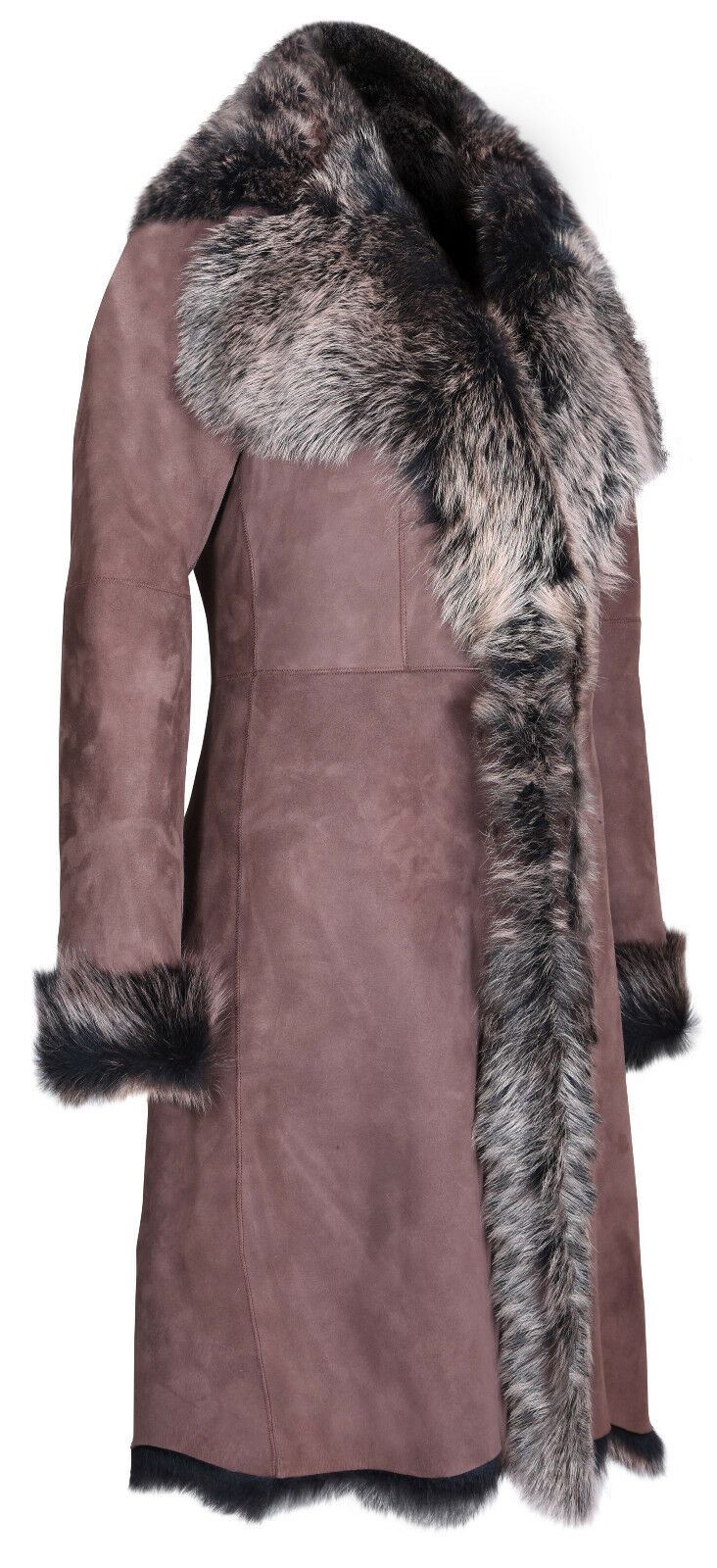 Womens Suede Toscana Sheepskin Trench Coat-Rochester