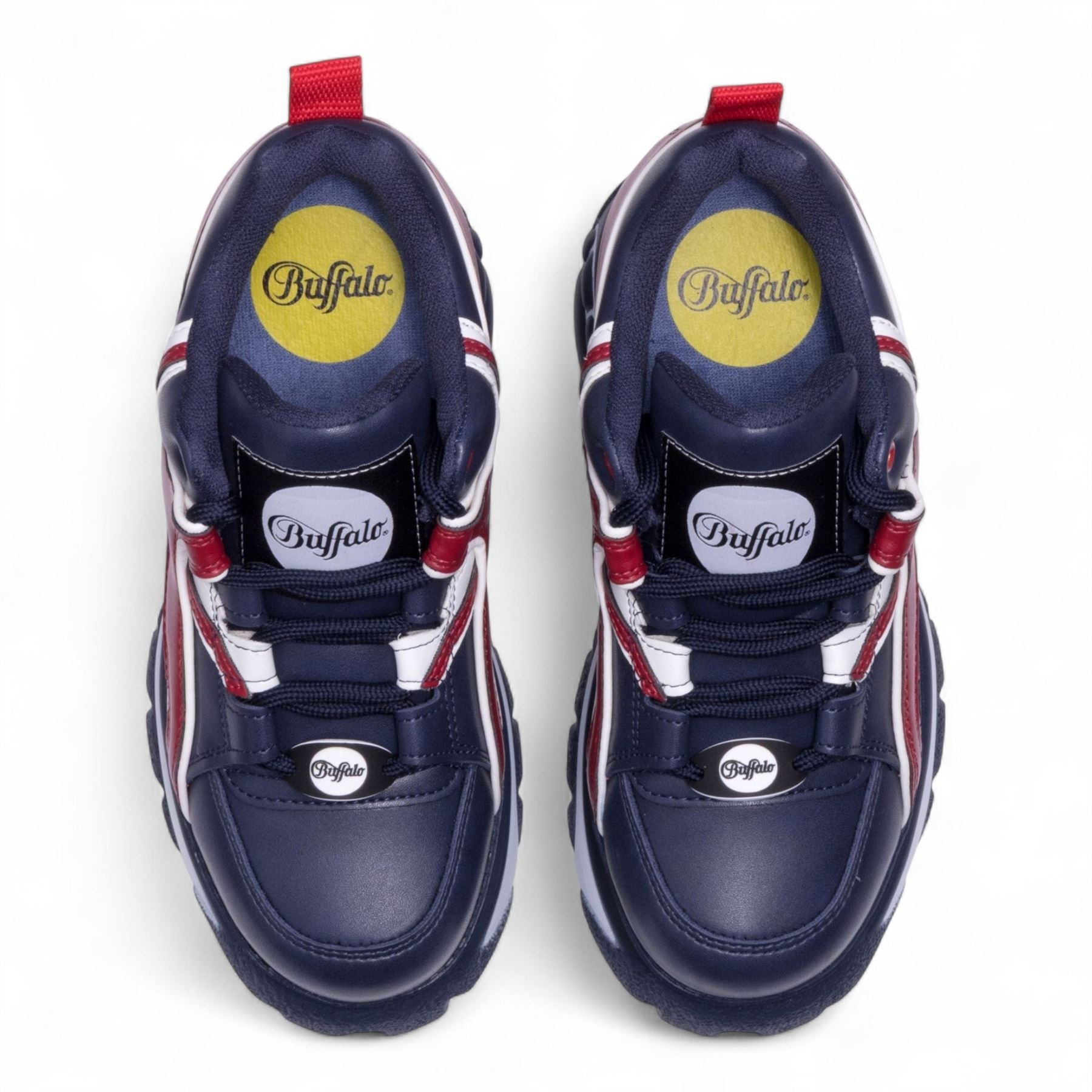 Buffalo Womens Blue Red Chunky Platform Fashion Trainers - 1339-14