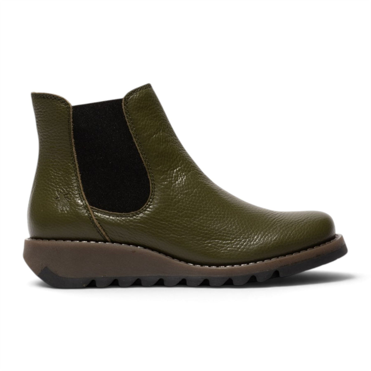 Fly London Womens Military Green Chelsea Leather Ankle Boots - SALV195