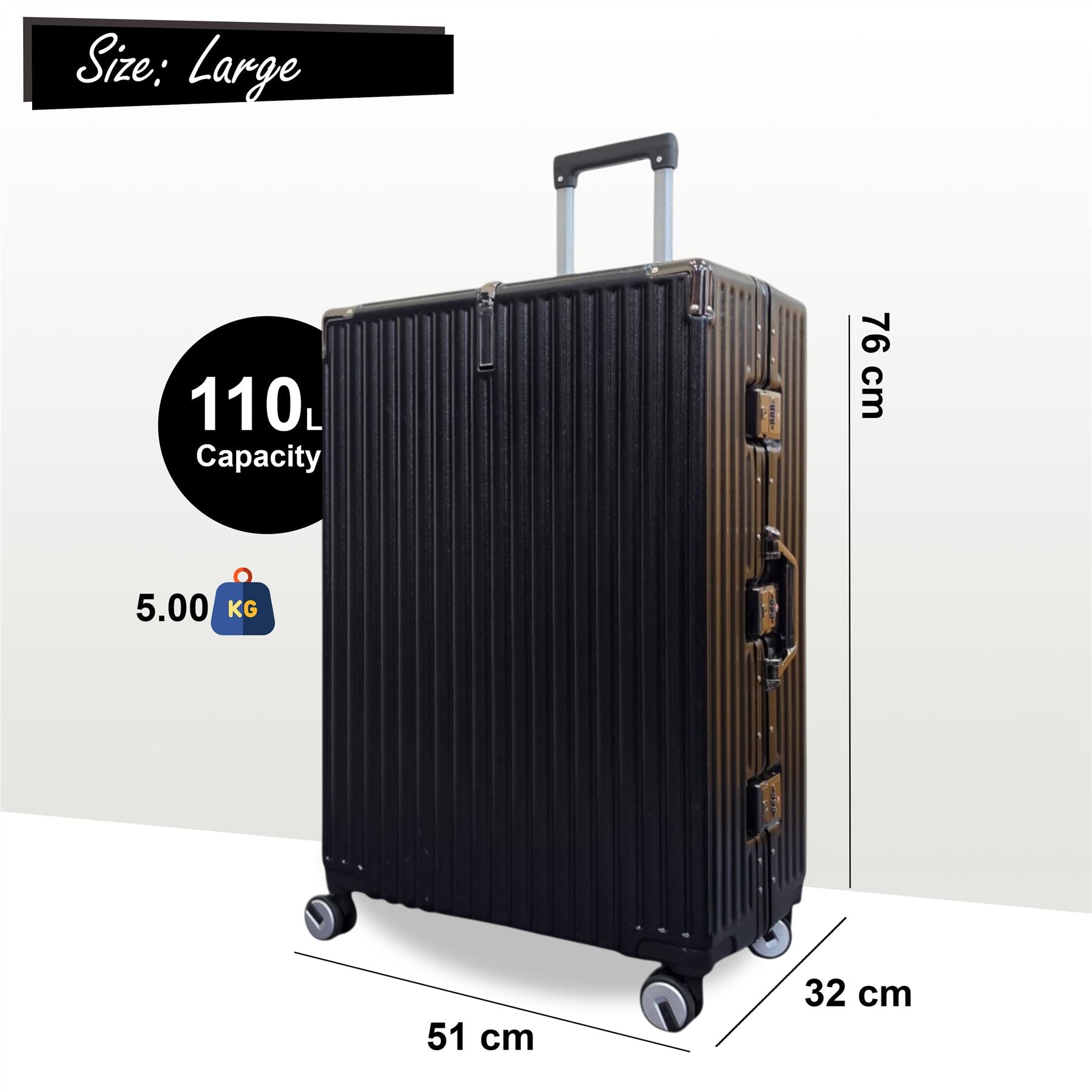 Airdrie Large Hard Shell Suitcase in Black