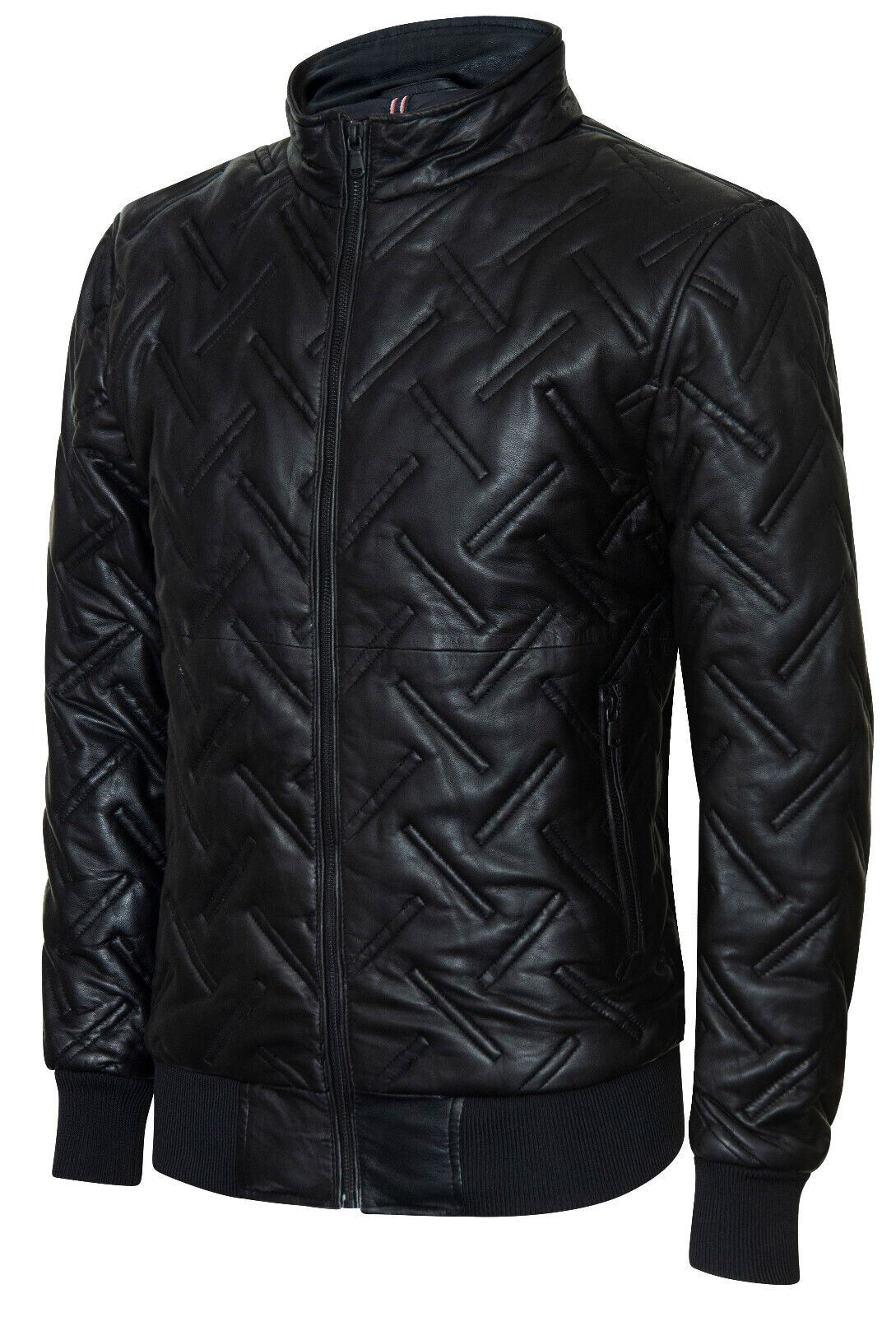 Mens Quilted Leather Bomber Jacket - Taunton