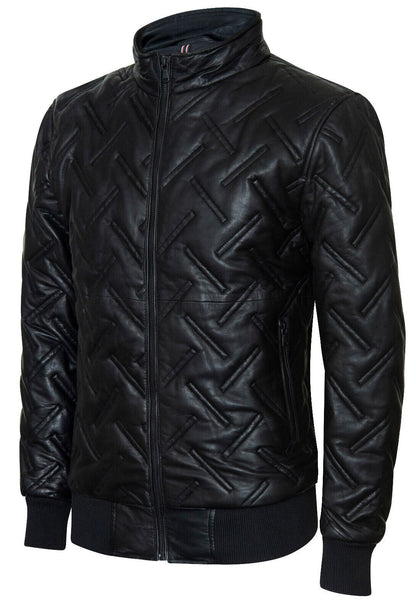 Mens Quilted Leather Bomber Jacket - Taunton