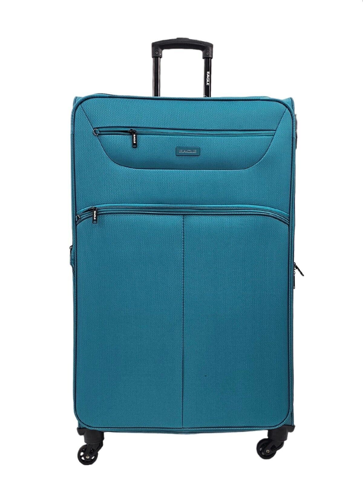 Lightweight Soft Teal Blue Suitcases Set 4 Wheel Luggage Travel TSA Cabin - Upperclass Fashions 