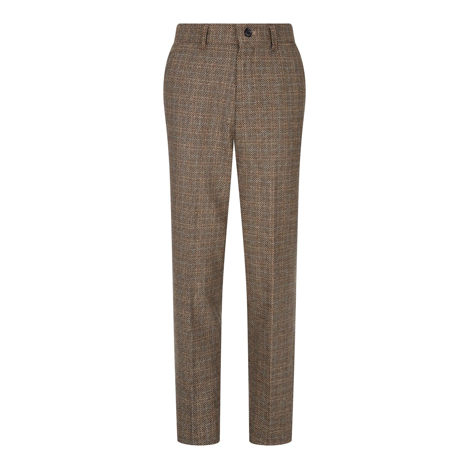 Boys 3 Piece Brown Tweed Check Vintage Retro Suit - Upperclass Fashions 